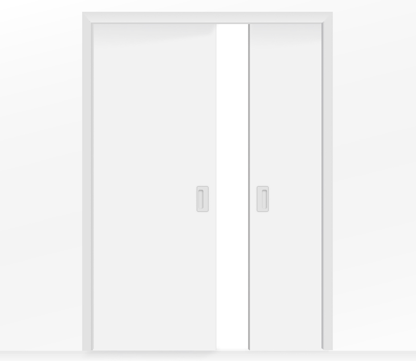 Дверь пенал раздвижная встроенная в стену двустворчатая белая глухая