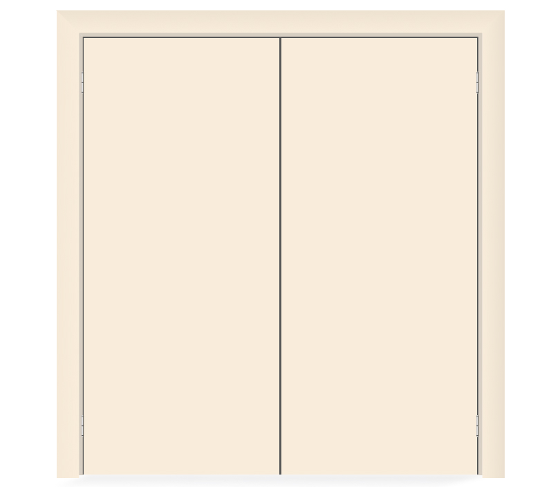Влагостойкая дверь ПВХ EtaDoor глухая кремовая маятниковая двухстворчатая с ПВХ кромкой