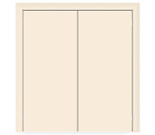 Влагостойкая дверь ПВХ EtaDoor глухая кремовая маятниковая двухстворчатая с ПВХ кромкой